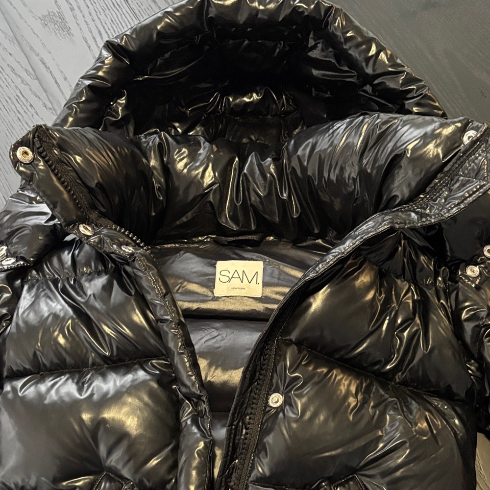 SAM Elsa Glossy Black Quilted Jacket